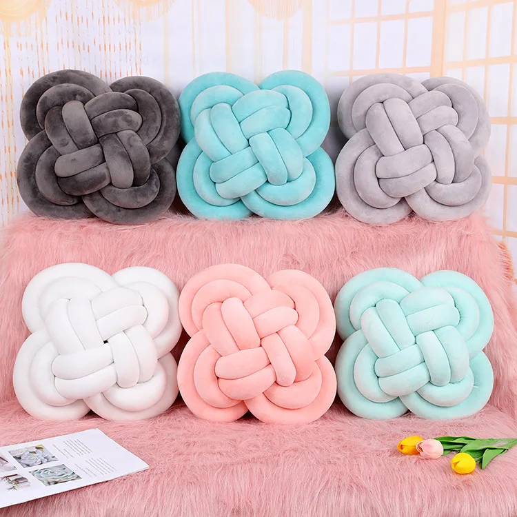 

Warm Nordic Style Pillow Cushion Velvet Ball Knot Pillow Solid Color Baby Calm Sleep Dolls Stuffed Kid Adult Bedroom Decoration