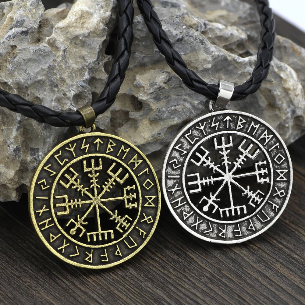 Викинги исландский Vegvisir шлем ужас в руническом круге кулон волшебный компас с