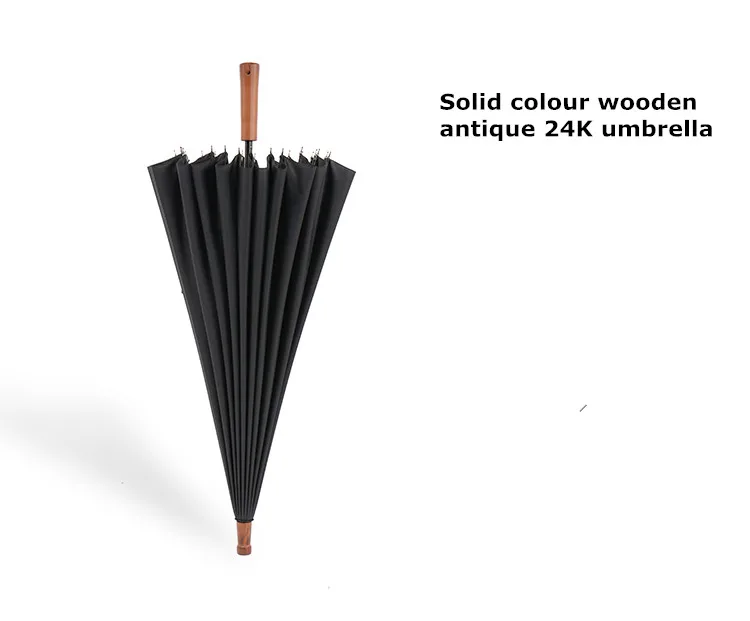 112cm open diameter Hand open 24 ribs solid colour antique wooden business windproof umbrella commercial waterpoof car rain gear 112cm open diameter Hand open 24 ribs solid colour antique wooden business windproof umbrella commercial waterpoof car rain gear