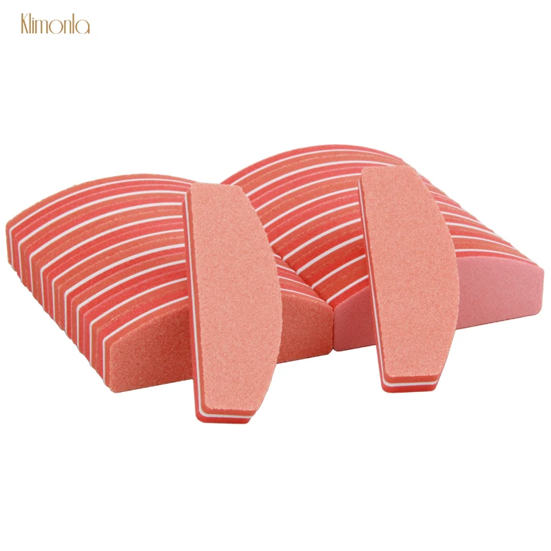 

50pcs 2 Way Nail Art Buffer Files 100/180 Mini Sponge Sanding Blocks For UV Gel Polish DIY Manicure Half Moon Nail File