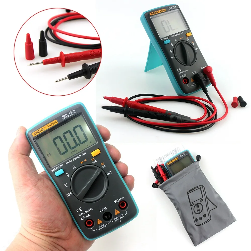 

New ANENG AN8004 Digital Multimeter 2000 counts Backlight AC/DC Ammeter Voltmeter Ohm Portable Meter