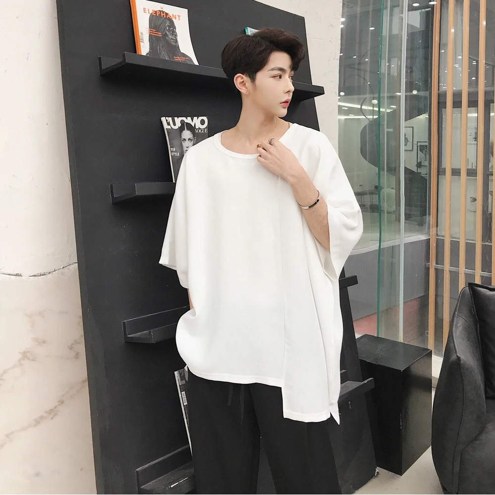 

2018 Fashion Japanese New Summer Men's Asymmetrical Personality T-Shirt Short Sleeve Trend