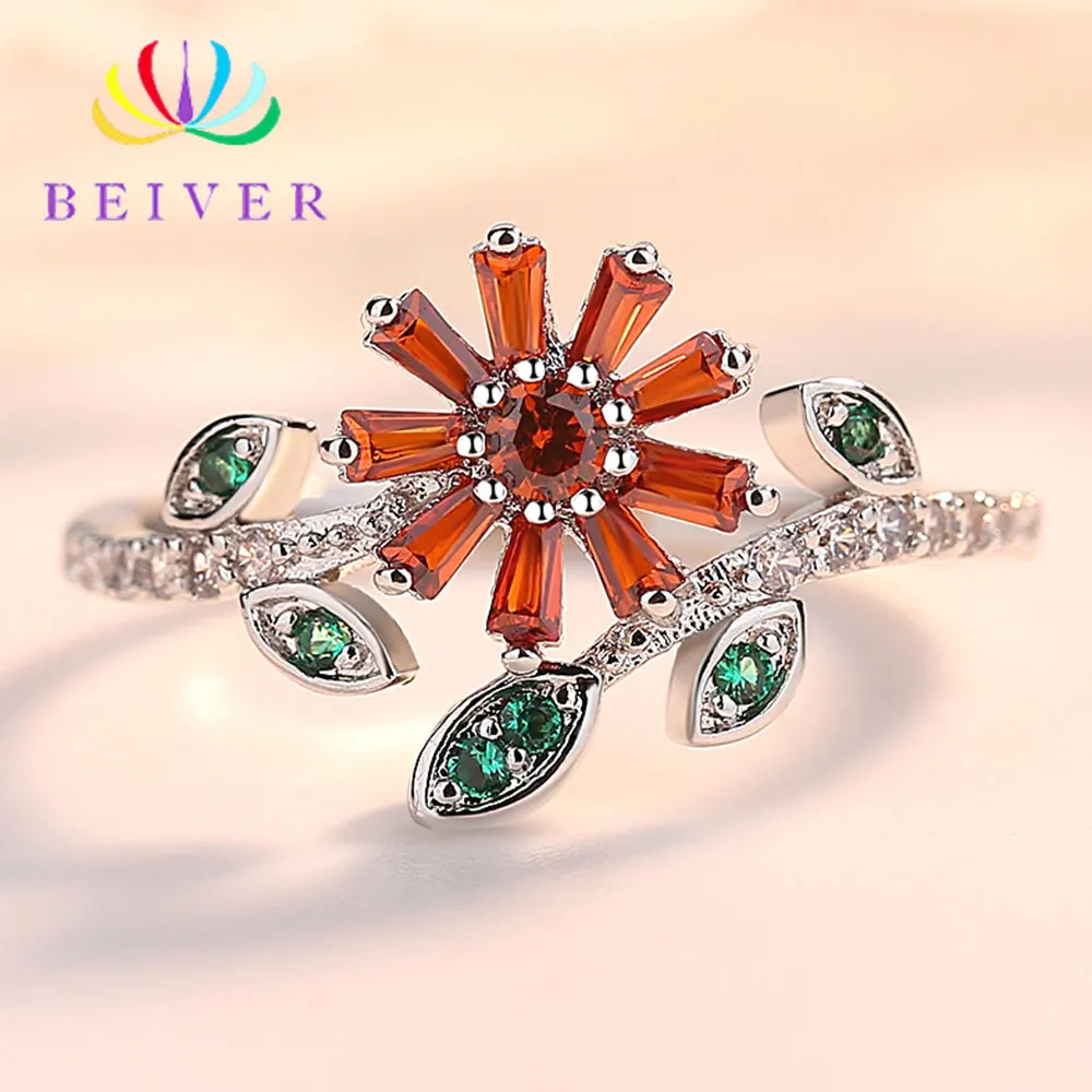 

Beiver Fashion AAA Zircon Ring For Woman Engagement Jewelry Daisy Ring 2019 New Arrival R792