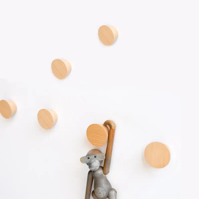 Creative Wall Colour Painting Wood Hook Hanger Hat Coat Door Clothes Rack Decorate European and