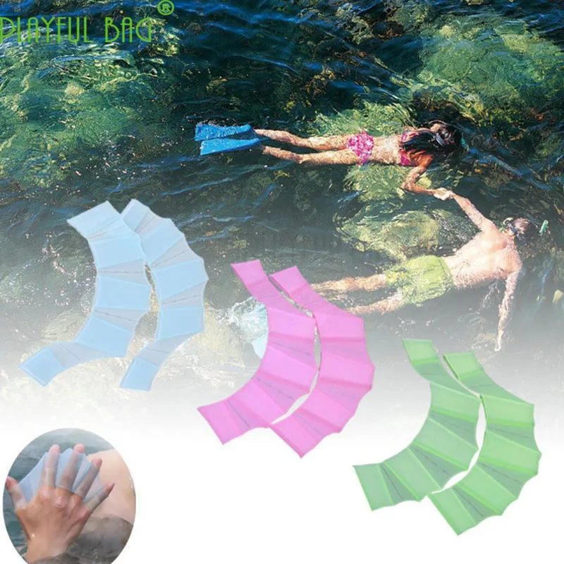 

A pair frog silica gel swimming paddle swimming equipment Fins Hand Web Flippers Training Diving Kids Swimming tool