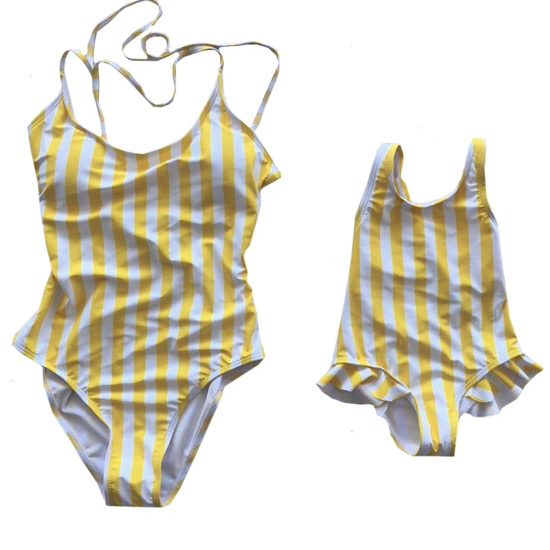 

Mother Daughter Swimwear Stripe Mom And Daughter Swimsuits Family Matching Clothes Family look Mommy and Me Bathing Suit Clothes