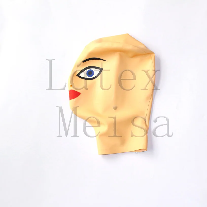 

Handmade Cartoon latex masks Fetish rubber hoods in flesh color with back zip