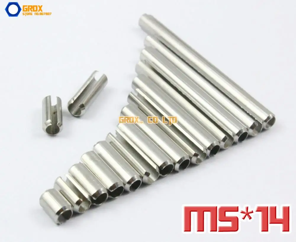 

100 Pieces M5 x 14mm 304 Stainless Steel Slotted Spring Tension Pin Sellock Roll Pin