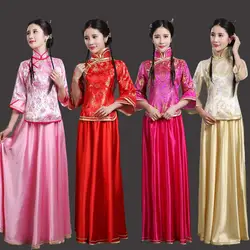 Традиционный китайский национальный костюм женский полный костюм Guzheng Китайский народный танец костюм женский представление