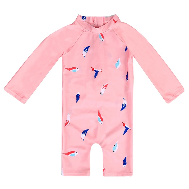 Kids Children Swimwear One-Piece Swimming Bathing Sunscreen Swimsuit Boys Girls Pink Cute Lovely Bath Swimsuit Long Sleeve Swim