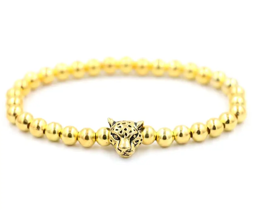 BPPCCR Sale Men's Powerful Leopard head Bracelet, Metal Balls Beads
