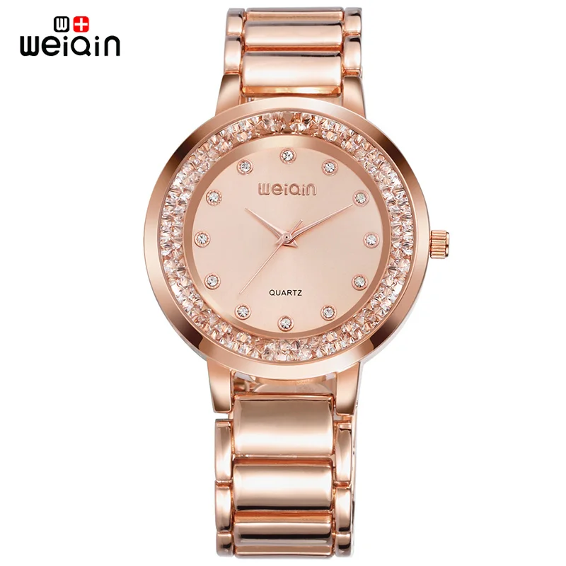 

WEIQIN Brand Women Watches 2019 Luxury Crystal Diamond Ladies Watch Fashion Rose gold Elegant Quartz Watch Woman Montre Femme