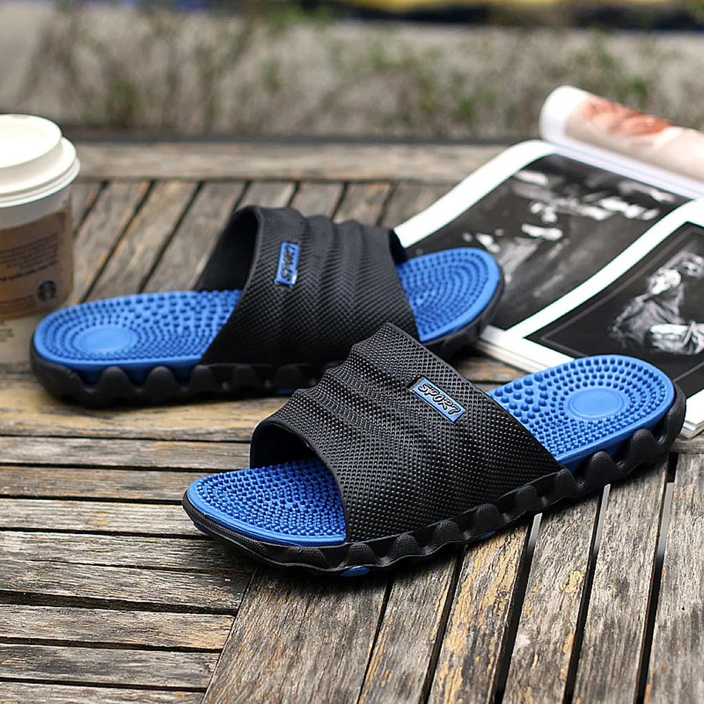 Home Sole male Casual Soft Men's Gentleman Leisure Massage Health Wear Non-slip Beach Slippers Shoes Toe Foot shoes