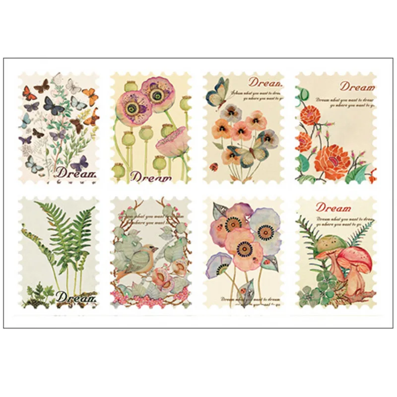 3 pcs lot vintage flower stamp paper sticker diy decorative diary scrapbook planner stickers stationery school supplies stationery sticker aliexpress