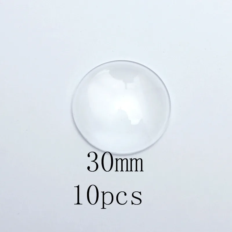 1 упак. круглый квадратный овальный плоский круглый стеклянный задний прозрачный увеличительное стекло Кабошон Камея Крышка для DIY ювелирных изделий - Цвет: Round 30mm 10pcs