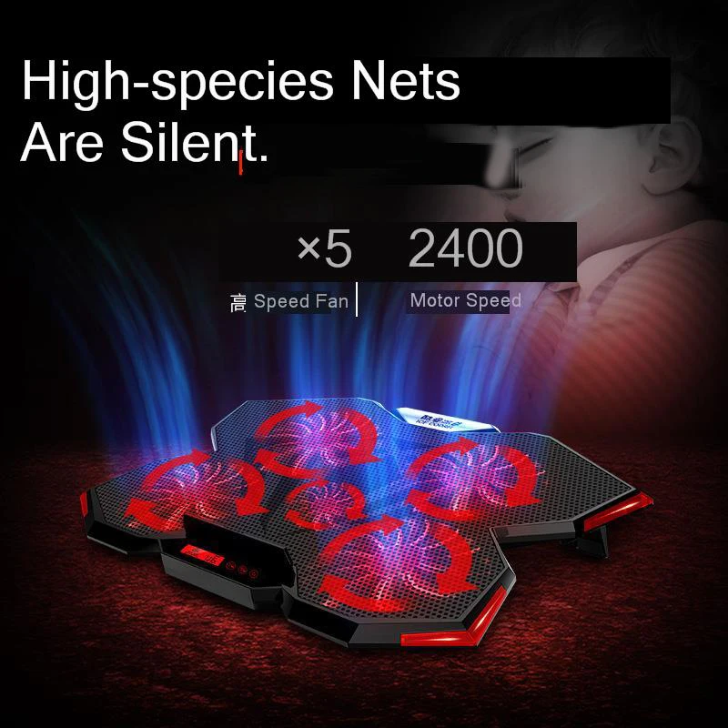 SeenDa Cooling Pad with Silence 5 Fans Gaming Laptop Cooler USB 2.0 Adjustable Notebook Holder for Macbook air/pro