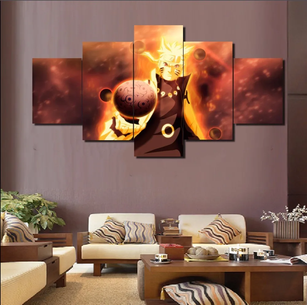 Framed Modern Anime HD Printed Paintings Modular 5 Panel Naruto