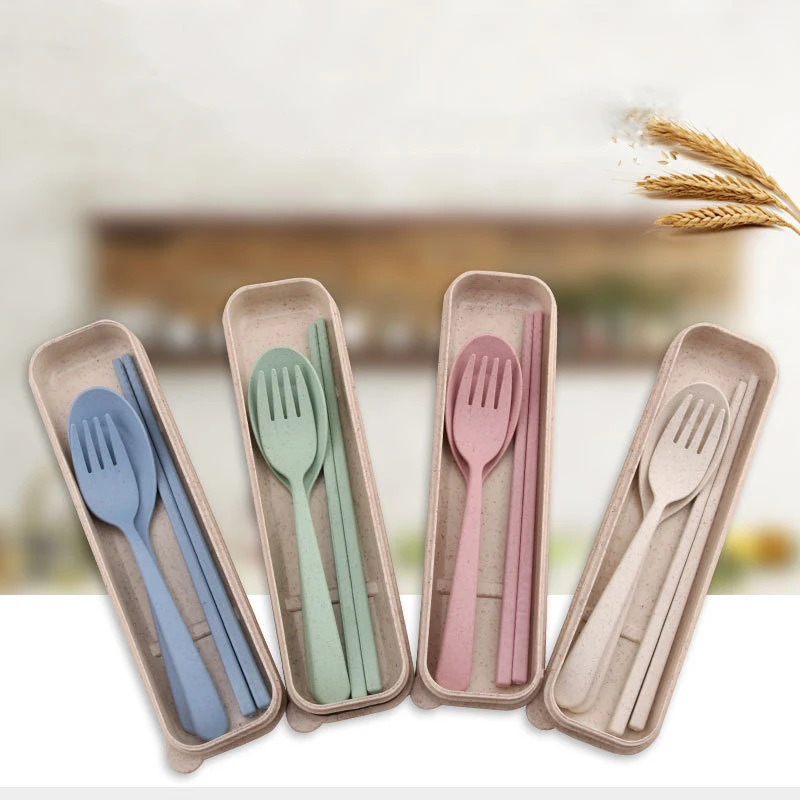 

1Set Nordic Style Colorful Portable Travel Cutlery Travel Fork Tableware Dinnerware Sets Camping Picnic Set