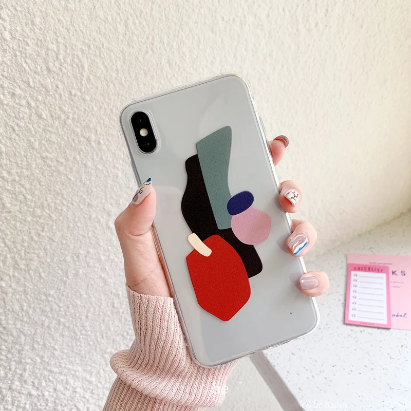 

Abstract art illustration clear tpu case For iphone X XR XS Max for iphone 7 8 6 6s Plus simple letter soft tpu case back cover