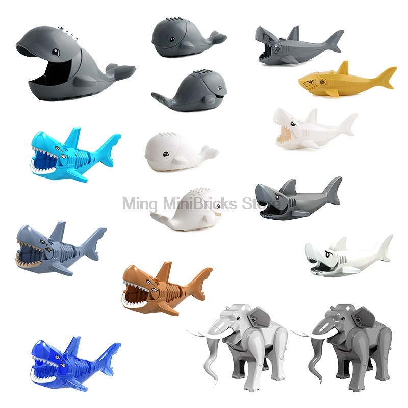 Animal series DIY Blocks jungleing mobilization Forest Animals Lion Cougar elephant camel shark tiger panther model Children toy
