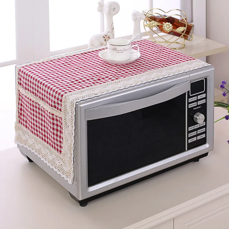 

SRYSJS Colorful Cotton and linen Microwave Dust Cover Double Pocket Microwave Oven Cover Towel Easy Clean
