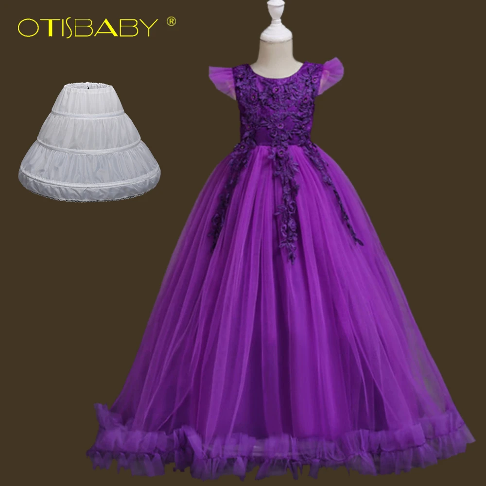 

Floral Girls First Communion Dresses 2018 Children's Evening Party Fluffy Dresses Girl Red Eleghant Wedding Dress Bebe Gowns