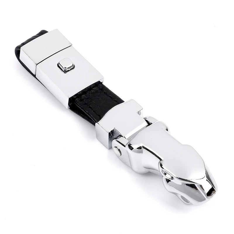 

Jaguar Leopard head car creative high-grade detachable leather metal keychain