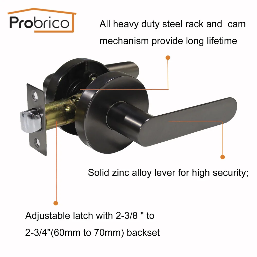 Us 25 64 5 Off Probrico Cold Grey Interior Door Handles Levers Front Back Handle Latch Silent Door Lock Door Hardware For Aisle Laundry Room In Door