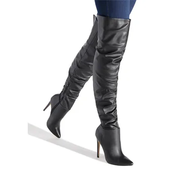 

New Fashion High Heeled Crotch Over The Knee Boots Runway Thin High Heels Sexy Party Shoes Women Thigh High Womens Boots 2018