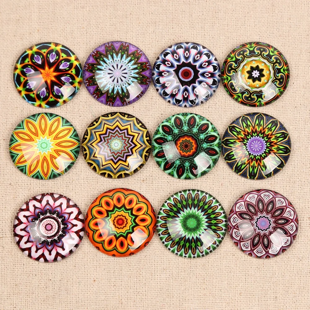 Onwear Pattern Mandalas Photo Round Dome Glass Cabochon 30mm 12mm 25mm 20mm Diy Flat Back