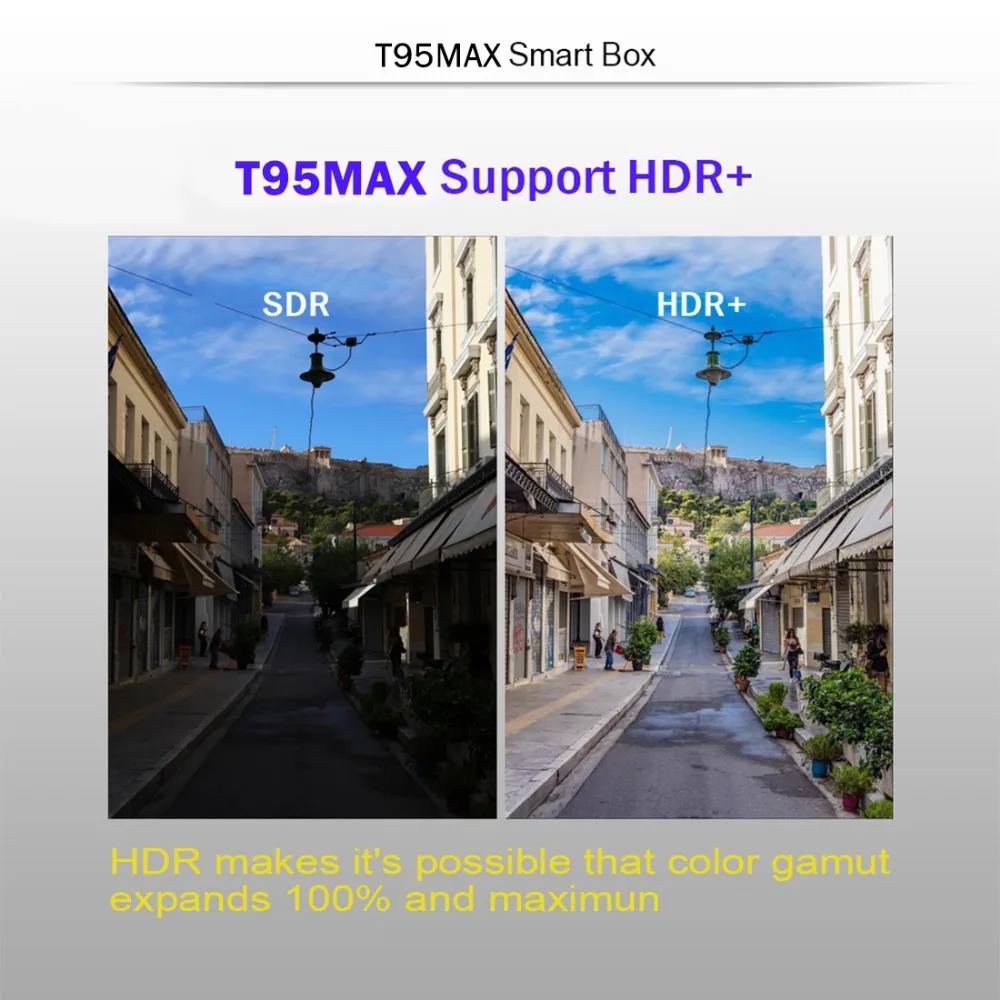 T95MAX Смарт ТВ-бокс 2 ГБ + 16 ГБ/4 Гб + 32 ГБ/4 Гб + 64 Гб четырехъядерный Android 9,0 2,4 ГГц WiFi 6 K