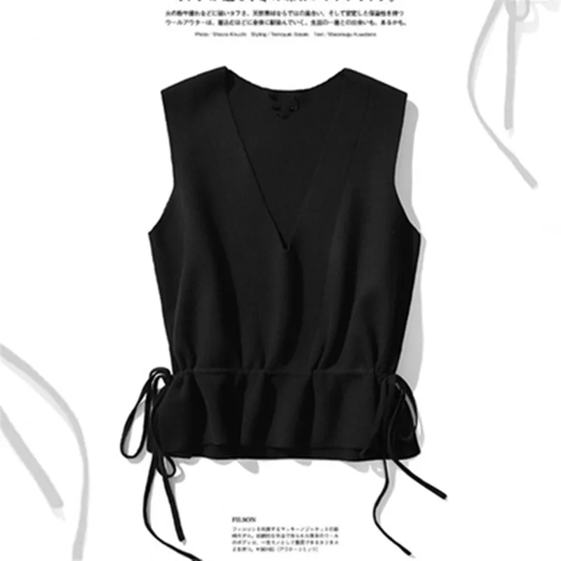 Europe and the United States wind cashmere vest deep V-neck pullover waist double-knit wool sweater | Женская одежда