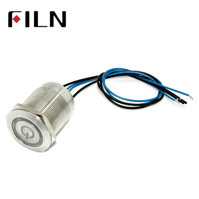 1pc 25mm Lock ON OFF Shortest IP68 Waterproof 12V 24v 220v blue LED Push Button Switch (5)