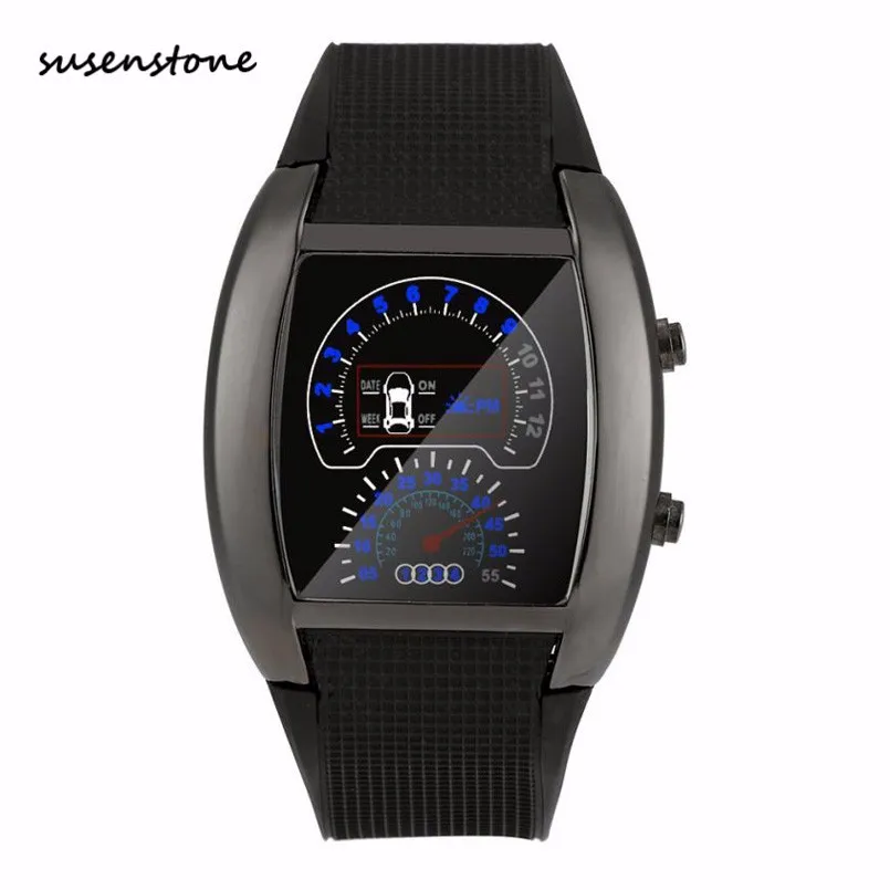 

Susenstone Fashion Flash LED Men Watch Best Gift For Mens Luxury Sports Car Meter Wrist Watch Clock Relojes Hombre Saat Y25