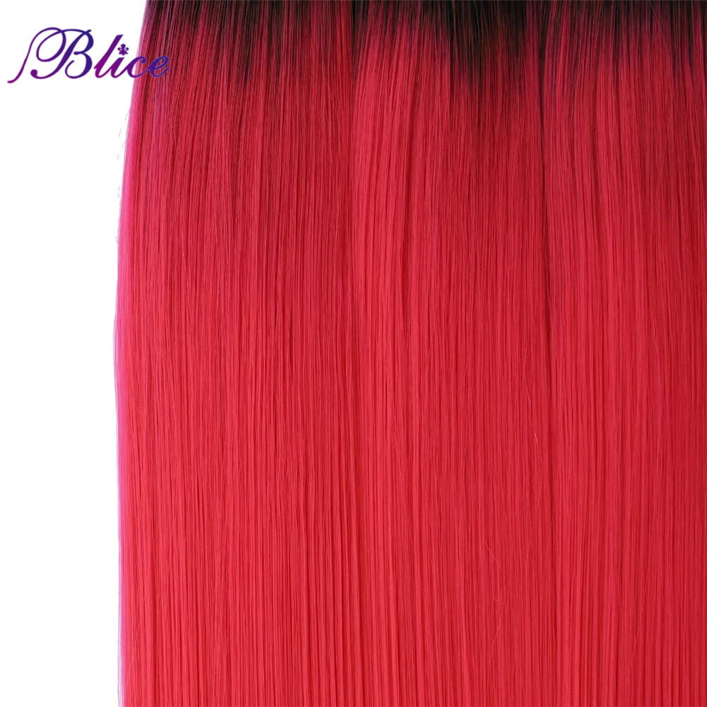 Blice Synthetic Omber Hair T1B/Red Long Straight Hair Weaving one Bundles Deal Weft Colorful Pieces For Girls