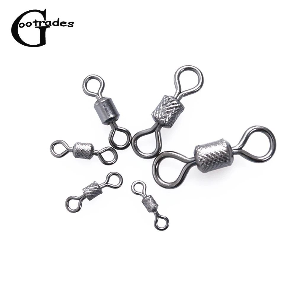 

50pcs Copper Fishing Connector Swivels Knurling Ball Bearing Swivel With Safety Snap Solid Rolling Rings Fishhooks Accessories