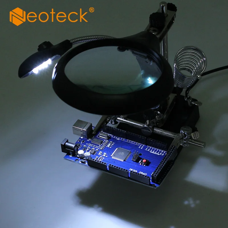 Neoteck Magic 5 Светодиодная лампа с увеличительным стеклом настольная Лупа Аллигатор