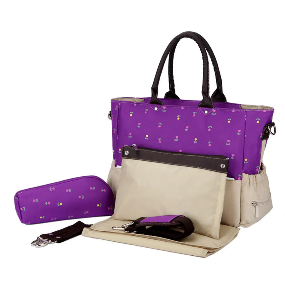 6 PCS/SET 2017 Baby Nappy Bags Diaper Bag Mother Shoulder Bag Fashion