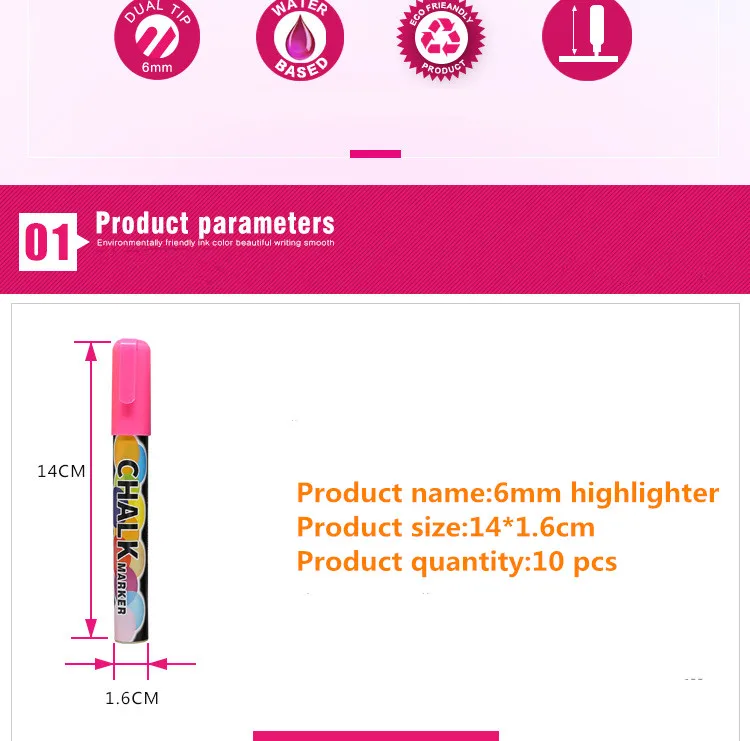 Мм 1 коробка/10 шт. 6 мм хайлайтер стираемая жидкость Меловые Карандаши/маркер для стекло оконные рамы доске Доска канцелярские
