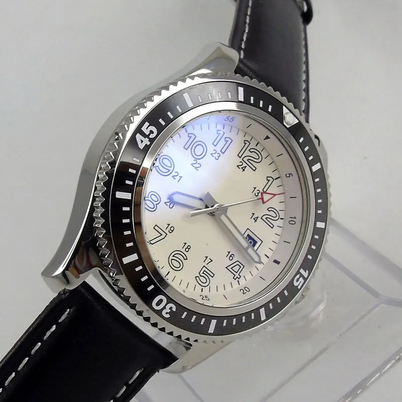 

Bliger 44mm Sterile White Dial Stainless Case ceramic Bezel Date Luminous hands Automatic Movement men's Watch