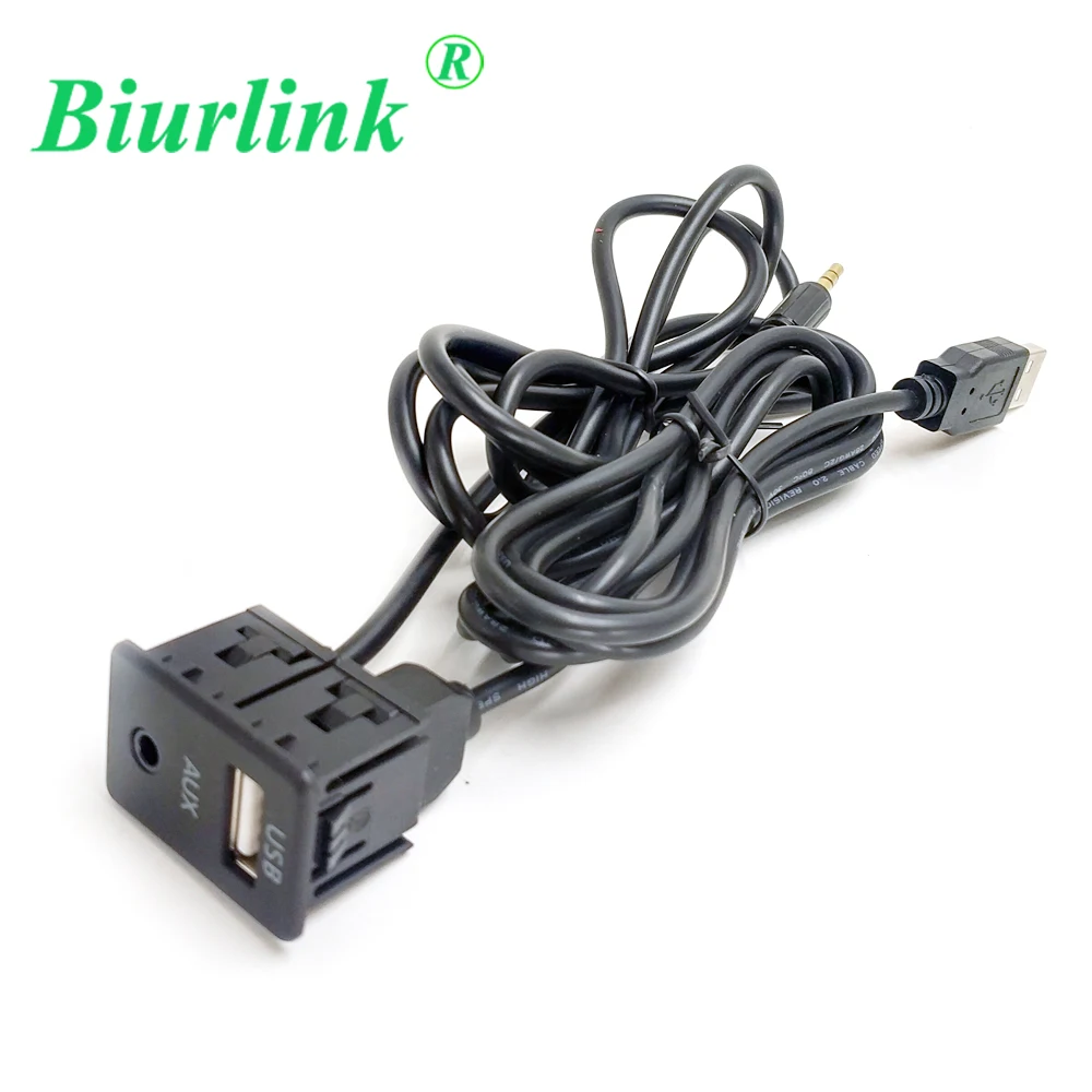 Biurlink Универсальный 1 5 м кабель для скрытого монтажа Автомобилей 3 мм USB AUX разъем