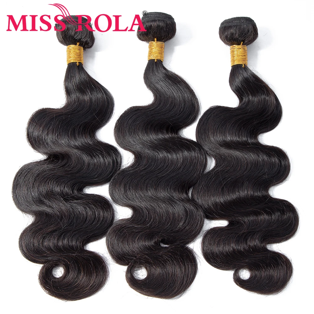 Miss Rola волосы перуанские волосы объемная волна 3 Связки натуральный цвет 8-26 дюймов 100% натуральные волосы расширение не Реми волосы ткачество