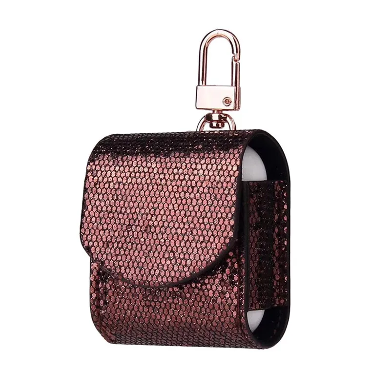 Headphone Bling Case For AirPods Case Magnetic Closure Leather Cover With Anti-lost Keychain Glitter 40MAY281