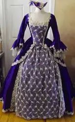 Rococo колониальный грузинский 18th Marie Antoinette день придворное платье Marie Antoinette фиолетовый маскарадный костюм платье на заказ