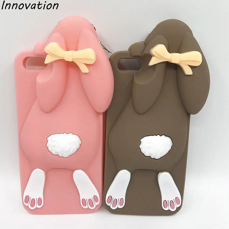 

3D Cute Cartoon Bunny Rabbit Soft Silicone Phone Case For Apple iPhone 7 Funny Rubber Cover Case For iPhone 6 6S 5 5S SE 5SE