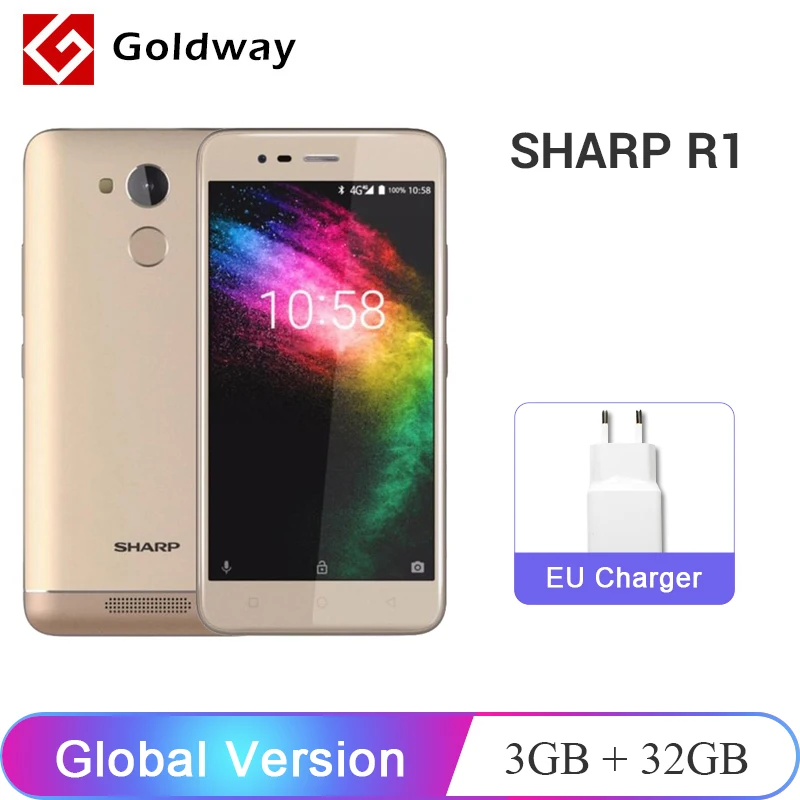 

Global Version SHARP R1 3GB RAM 32GB ROM Smartphone MTK MT6737 Quad Core 5.2'' 13MP + 8MP 4000mAh Fingerprint Mobile Phone