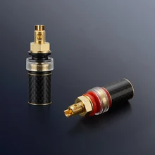 Free shipping 4pcs Viborg BP604G Pure Copper Carbon fiber Gold Plated Binding post Speaker Terminal hifi speaker amp