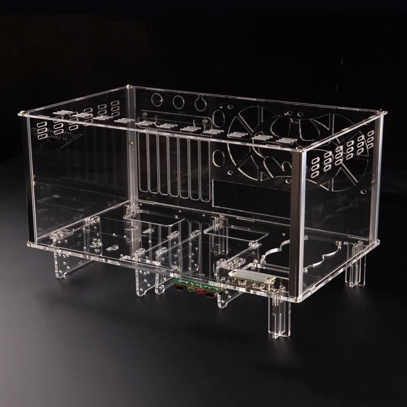 Цветной горизонтальный ATX акриловый прозрачный чехол QDIY для настольного ПК с