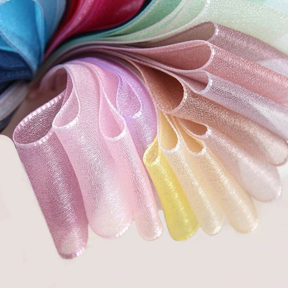 

hyfsy 10096 16 25 38mm 10 yards/pack of organza ribbon wholesale gift wrapping handmade material Christmas ribbon trim bow