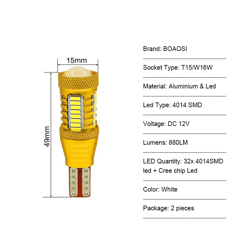 Boaosi 2x Canbus T15 светодиодный Фары заднего хода W16W 32SMD Автомобильный светодиодный Резервное копирование задний фонарь для audi A1 A3 A4L A6L A5 A7 Q3 Q5 Q7 S5 TT